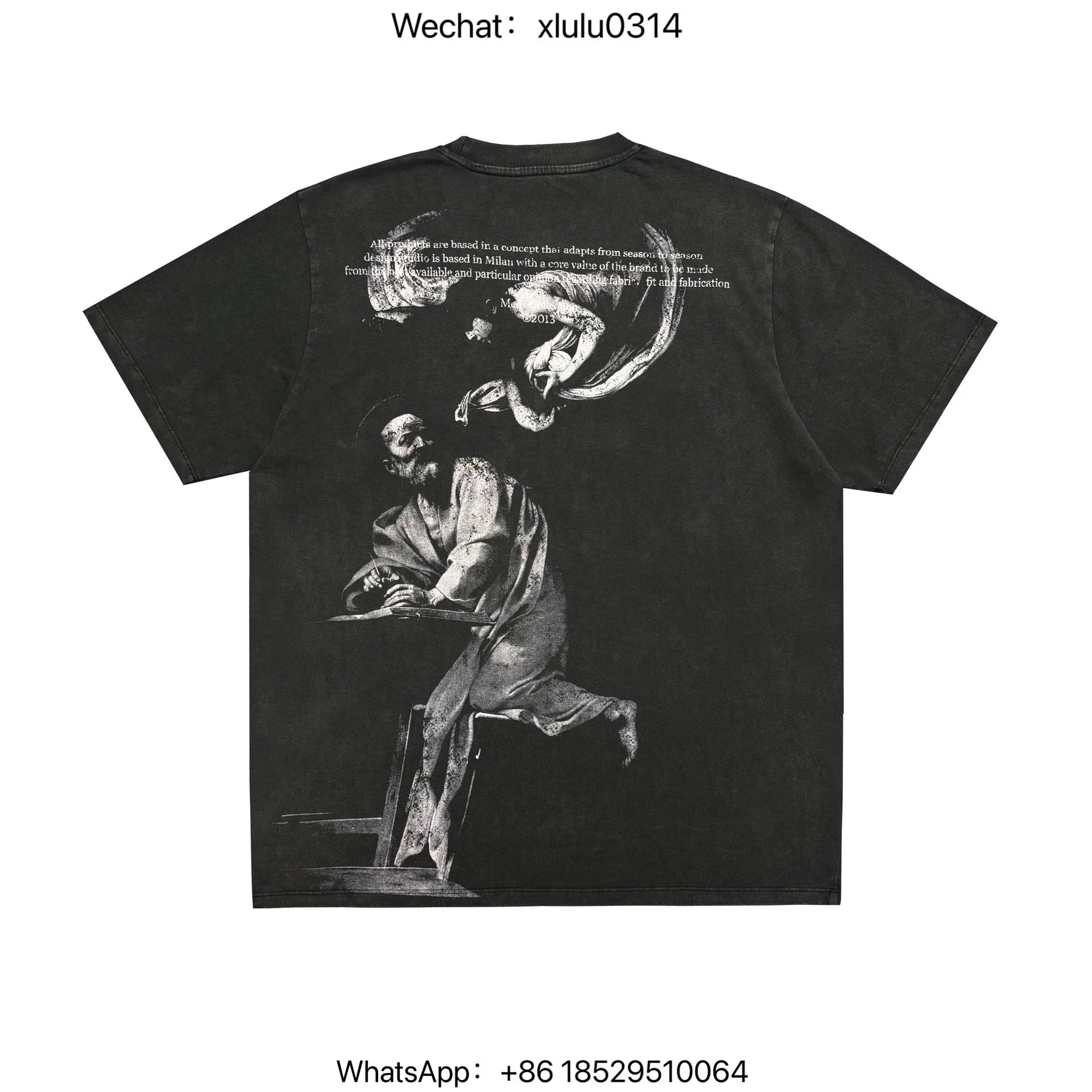 Jasonreps Ow Wash Black and White Old Man Religious Short Sleeve