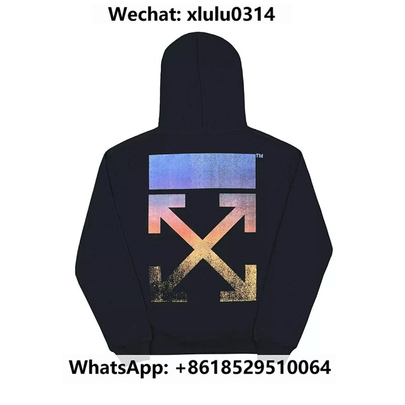 OW新款紫金渐变帽衫黑