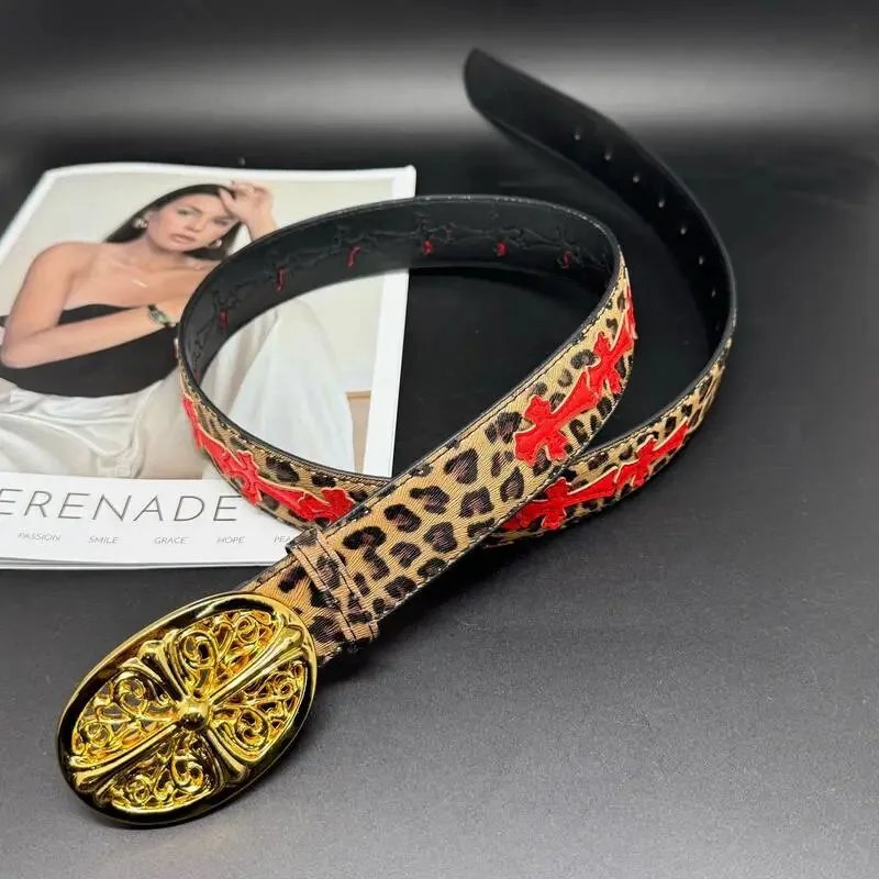 Gold Oval Leopard Print Red