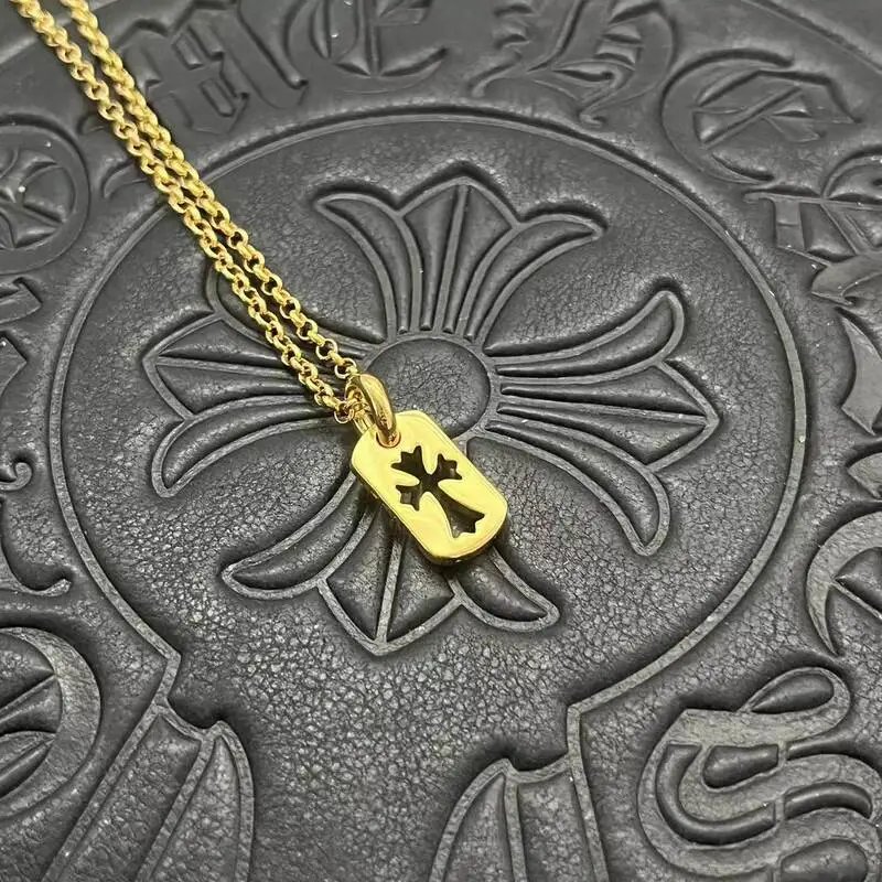 M1 Punk Hip-Hop Mini Thai Silver Plated 22K Gold Dog Tag Necklace Cross Pendant Charm Cross-border Sweater Chain