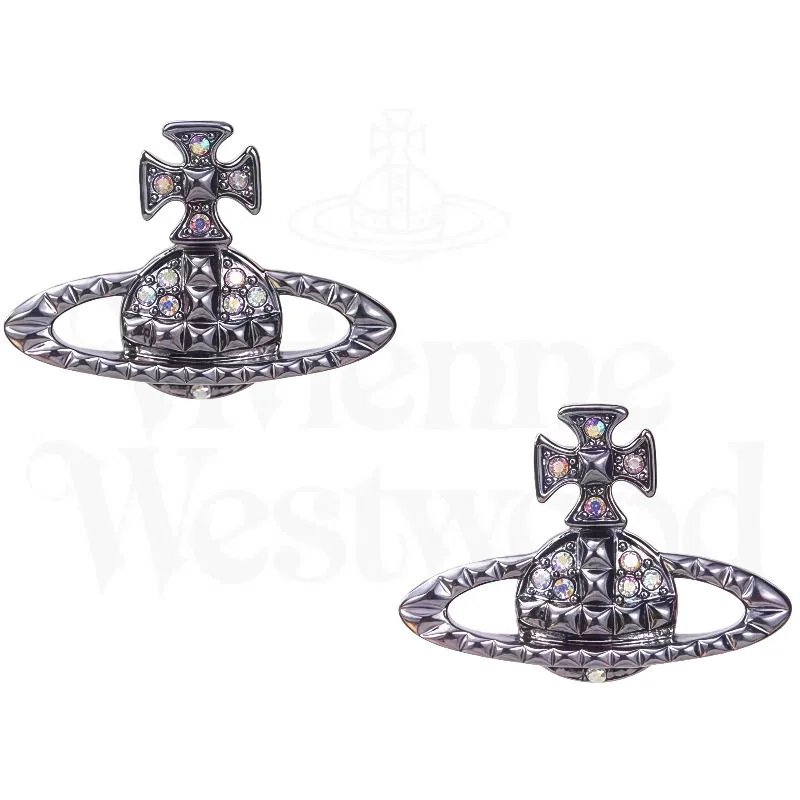 Mayfair Saturn Stud Earrings - Gun Black Iridescent