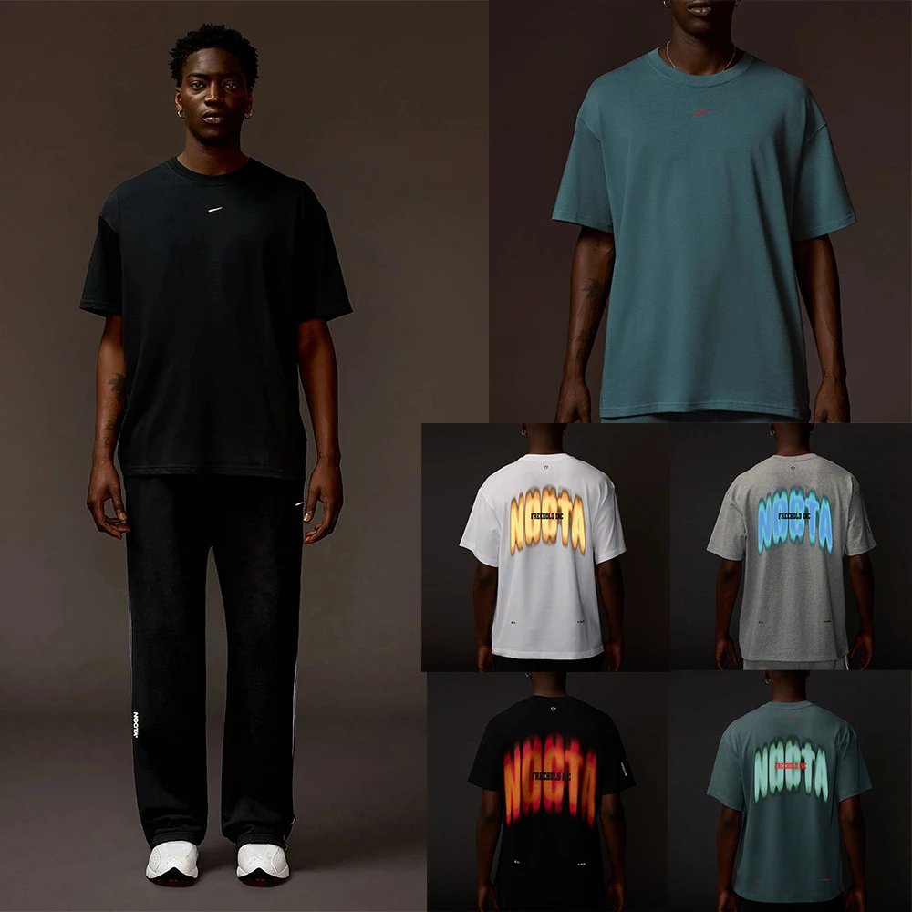 25SS NOCTA Collaboration Men's and Women's Heavyweight Cotton Oversized Crew Neck Printed Short-Sleeve T-Shirt With Alphabet Graphic