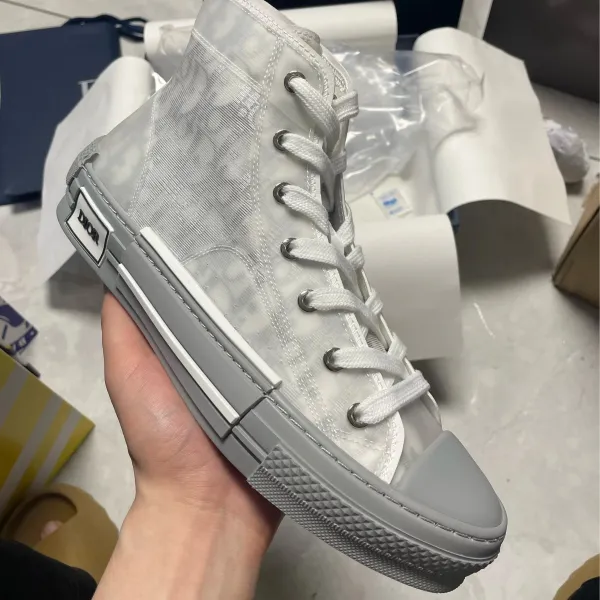 Dior B23 High-Top Transparent Gray Sneakers - 1