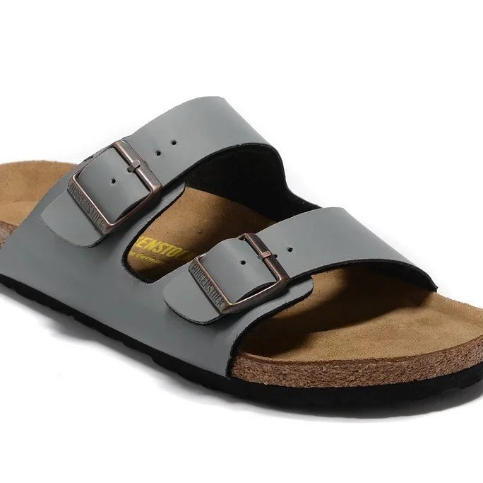 Sandals smooth leather gray