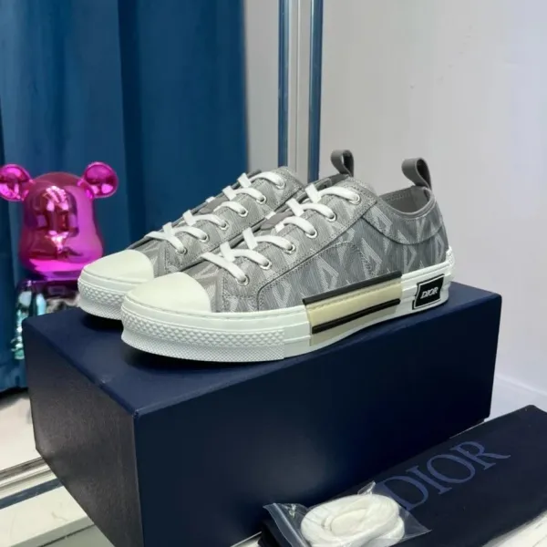 Dior B23 Oblique Gray Canvas Sneakers - 1
