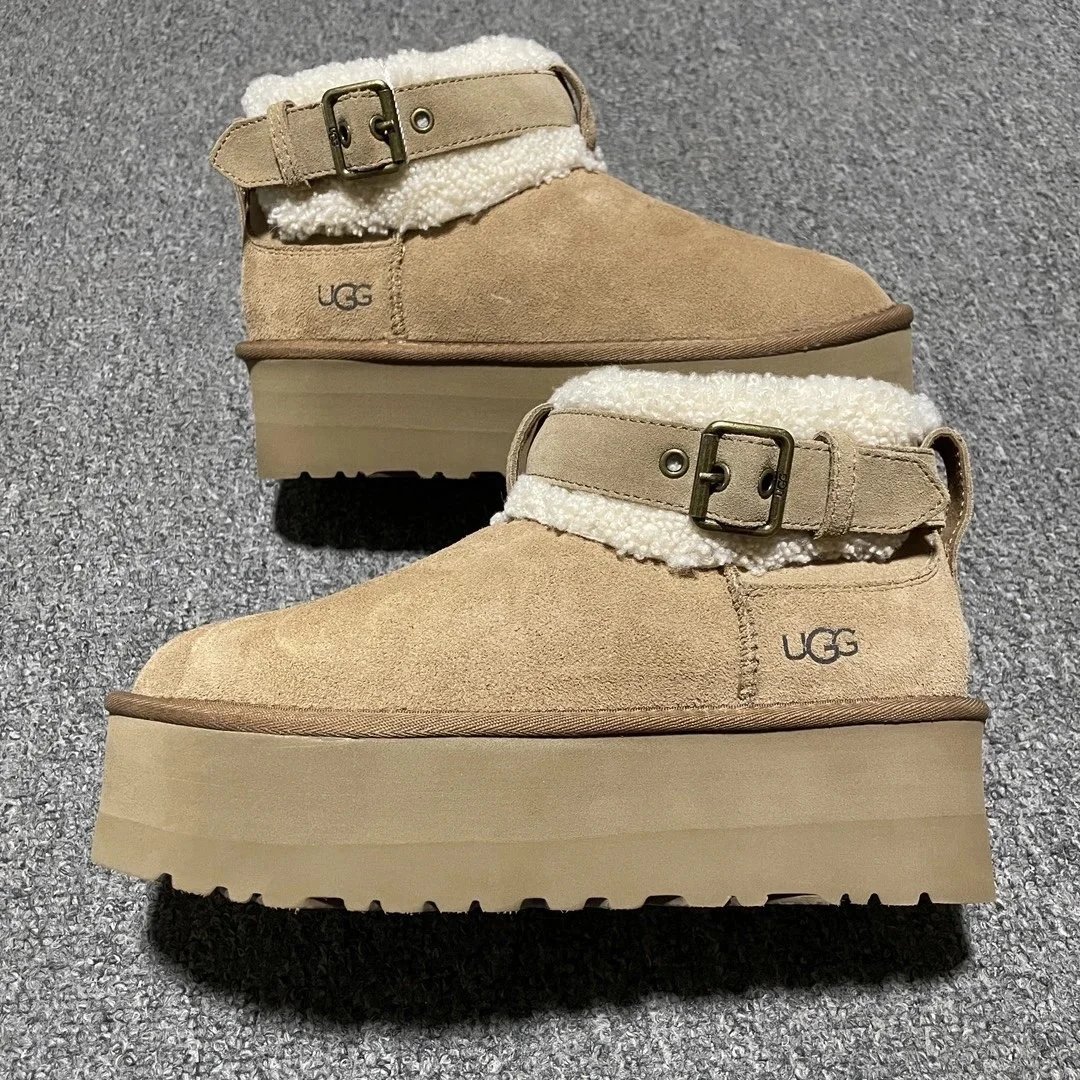 Thick soled boots with straps