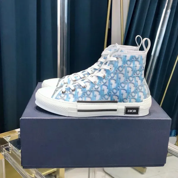 Dior B23 Oblique Blue High-Top Sneakers - 1