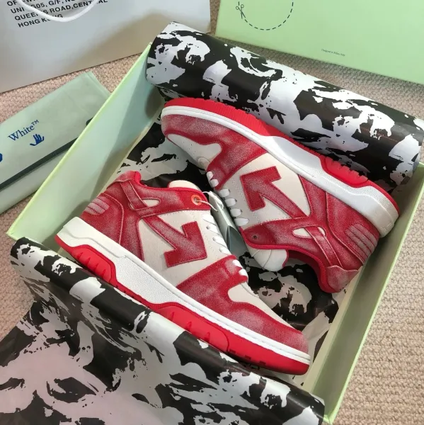 Off-White Arrow Low Red and White Sneakers - 1
