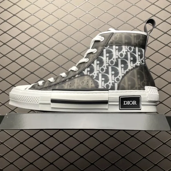 Dior B23 High-Top Sneakers Gray Monogram White - 1