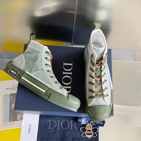 Dior B23 High-Top Sneakers Olive Green and Transparent - 1