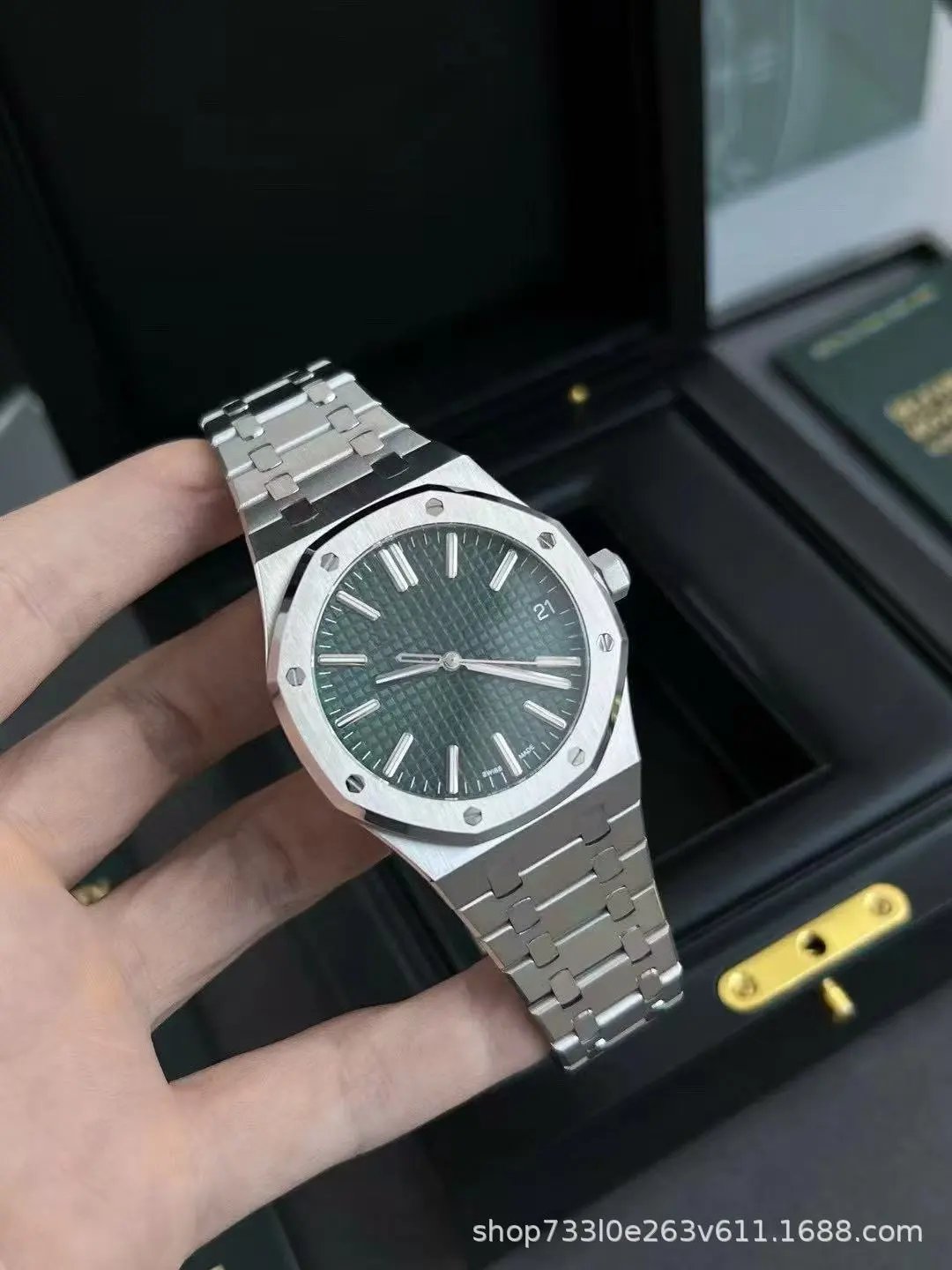 Steel band green dial