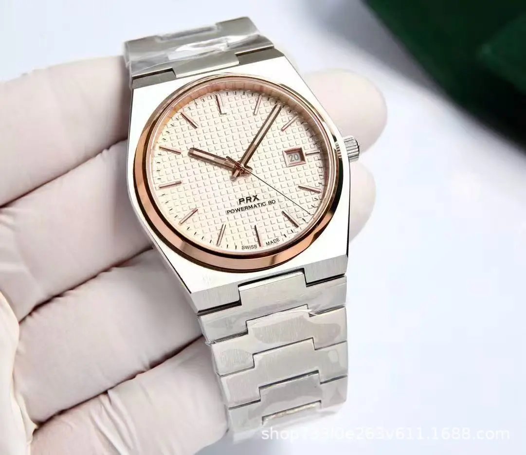 Two-Tone Rose Gold White Checkered Mechanical