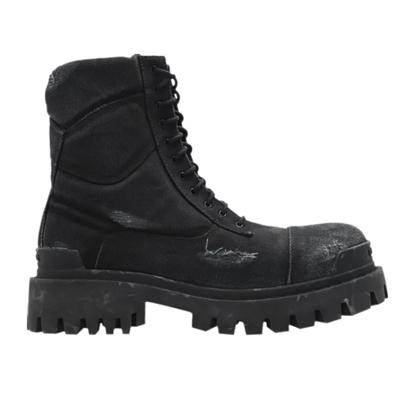 Balenciaga Combat Strike Boot &#39;Black Distressed Canvas&#39; 