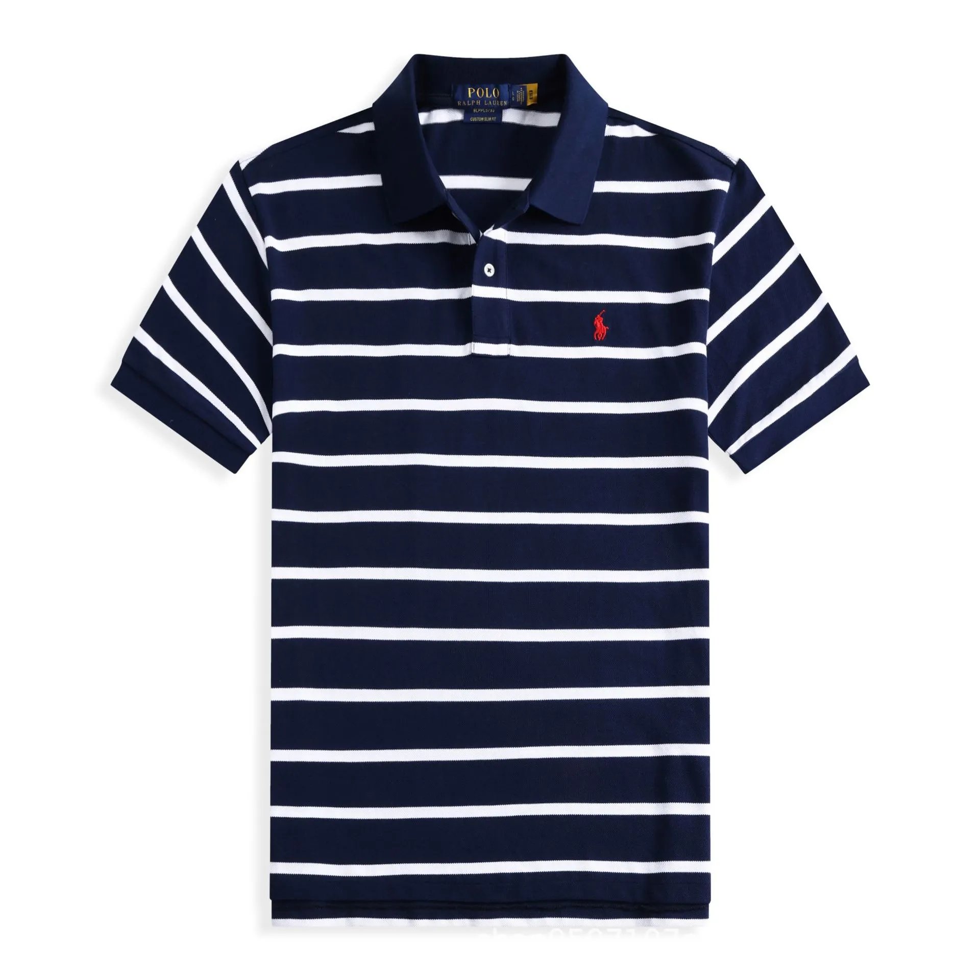 Polo Ralph Lauren Shirts Custom Slim Fit Striped Shirt — Striped Pony 8502 Royal Blue