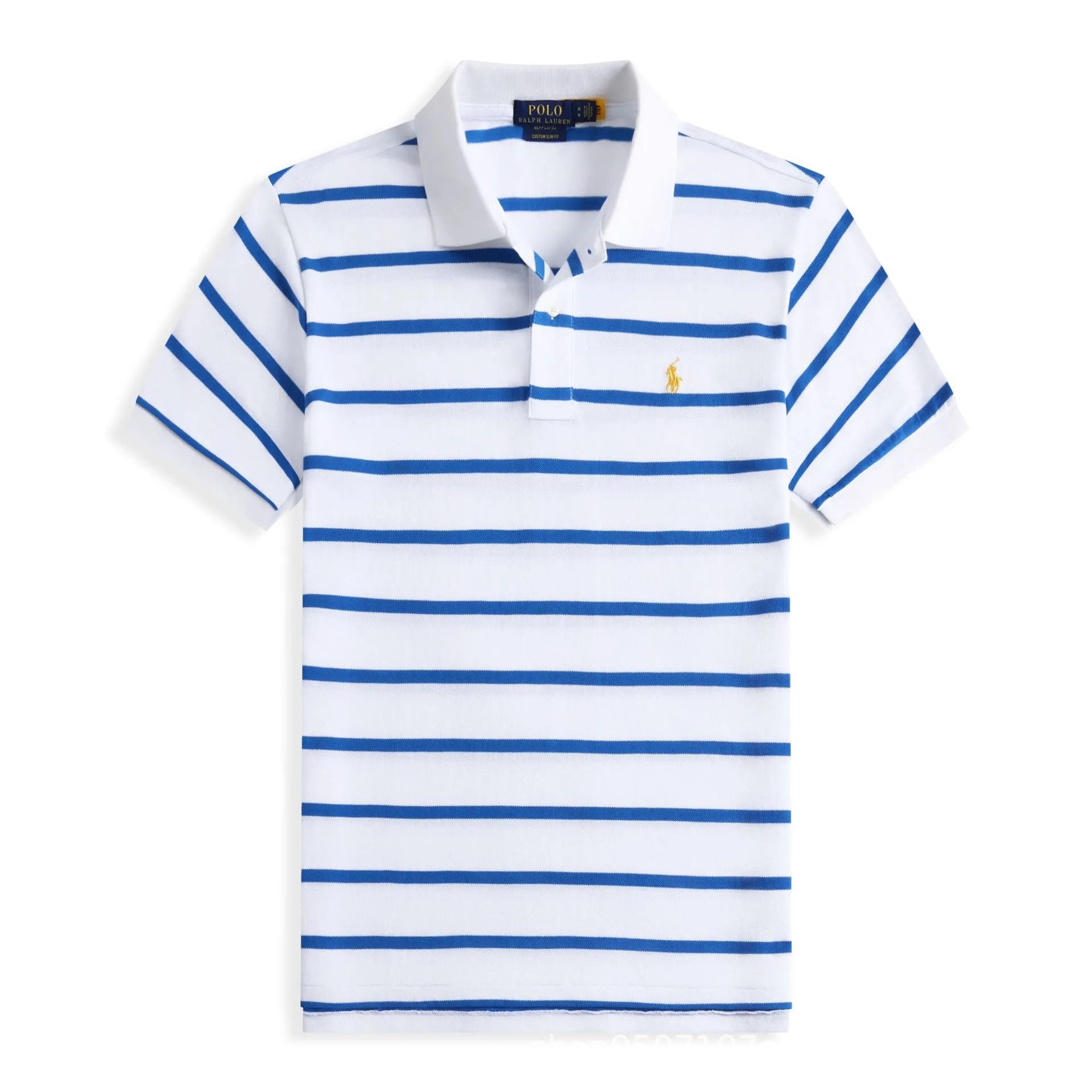 Polo Ralph Lauren Shirts Custom Slim Fit Striped Shirt — Striped Pony 8502 Sky Blue