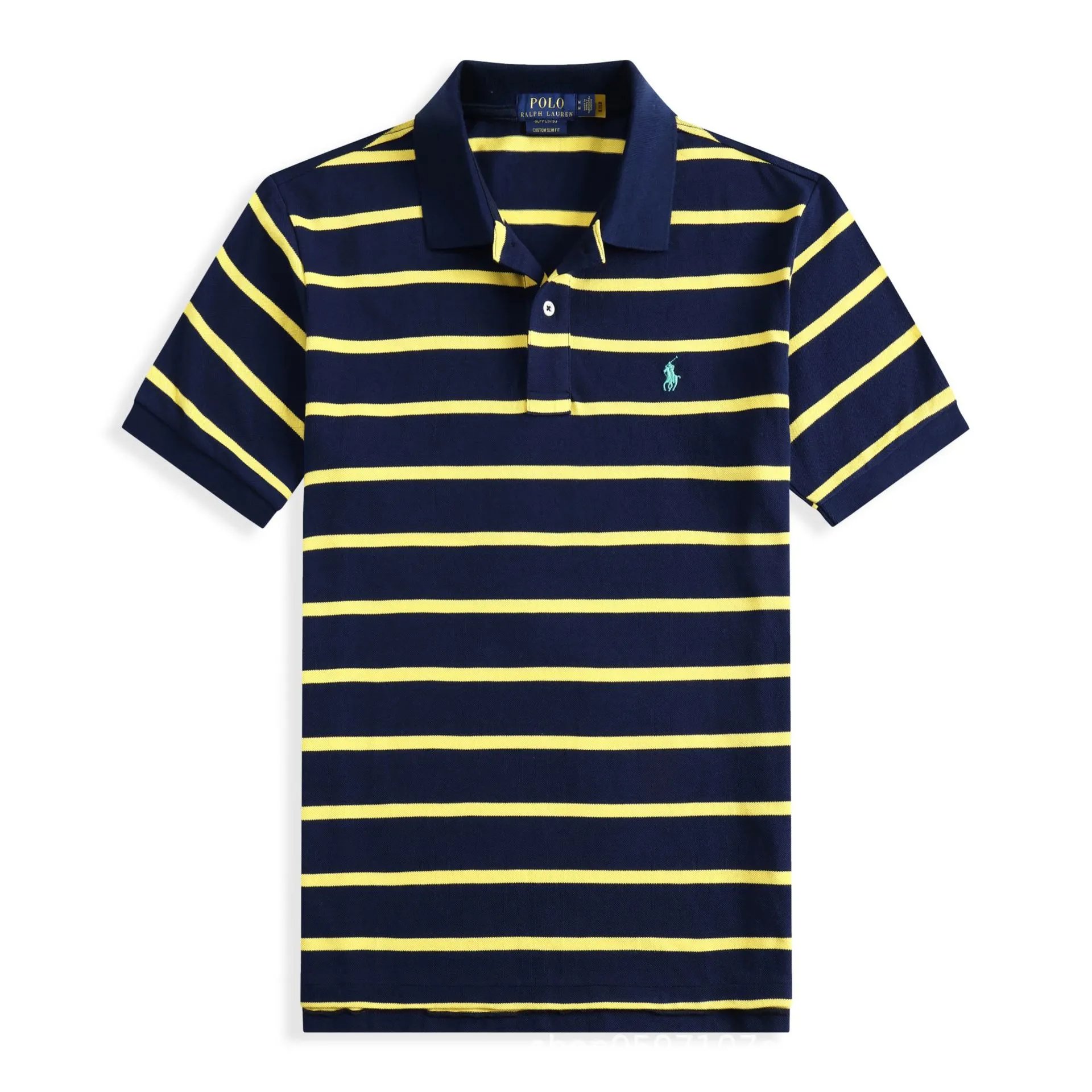 Polo Ralph Lauren Shirts Custom Slim Fit Striped Shirt — Striped pony 8502 yellow