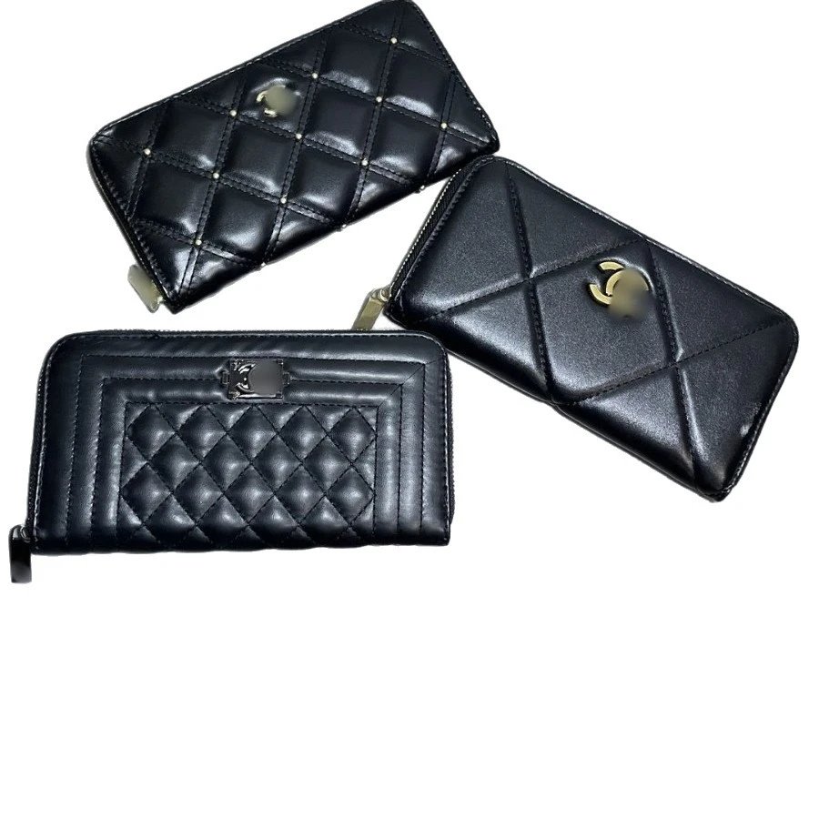 REP跨境轻奢百搭小香风钱包女士拉链卡包大容量钱包多卡位菱格零钱包