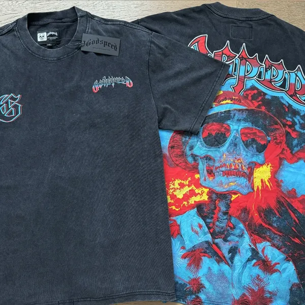 Godspeed x NFL Collaboration Skull Football T-Shirt White - 4