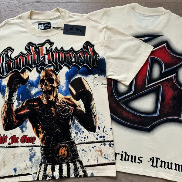 Godspeed x NFL Collaboration Skull Football T-Shirt White - 7