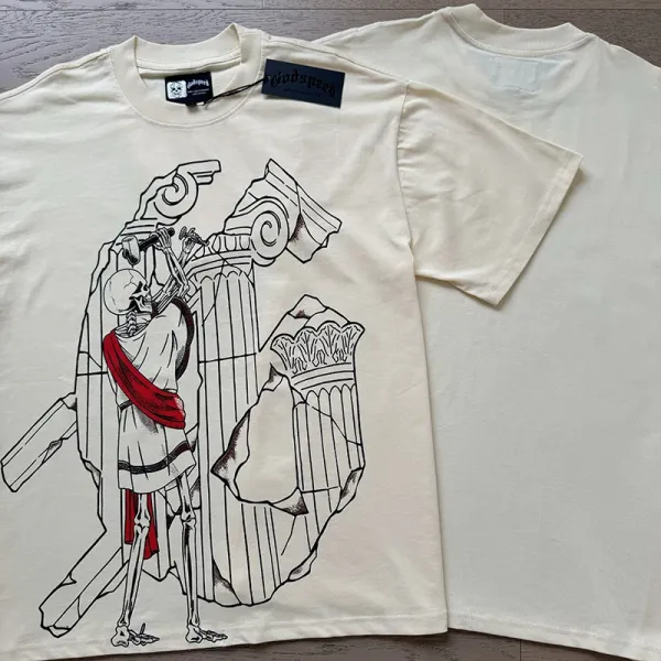 Godspeed x NFL Collaboration Skull Football T-Shirt White - 10