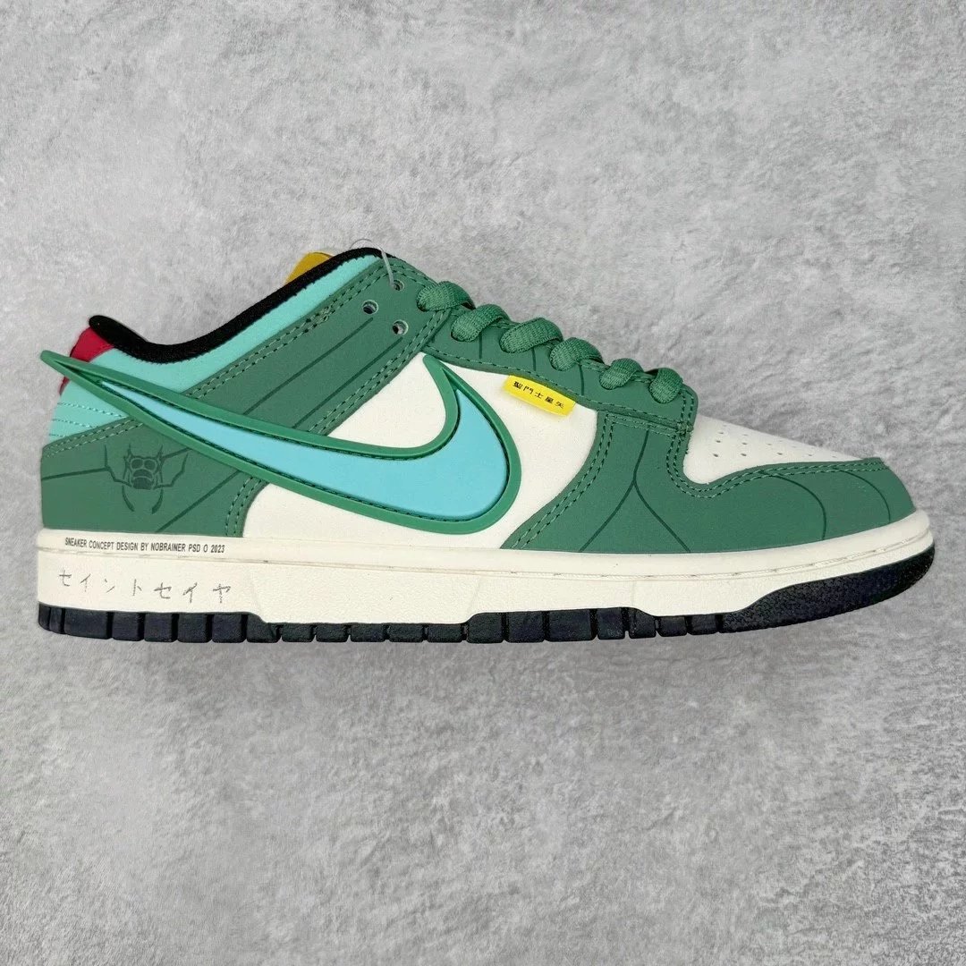 Nike Sneakers SB Dunk Low Saint Seiya-inspired graphic design — White and green