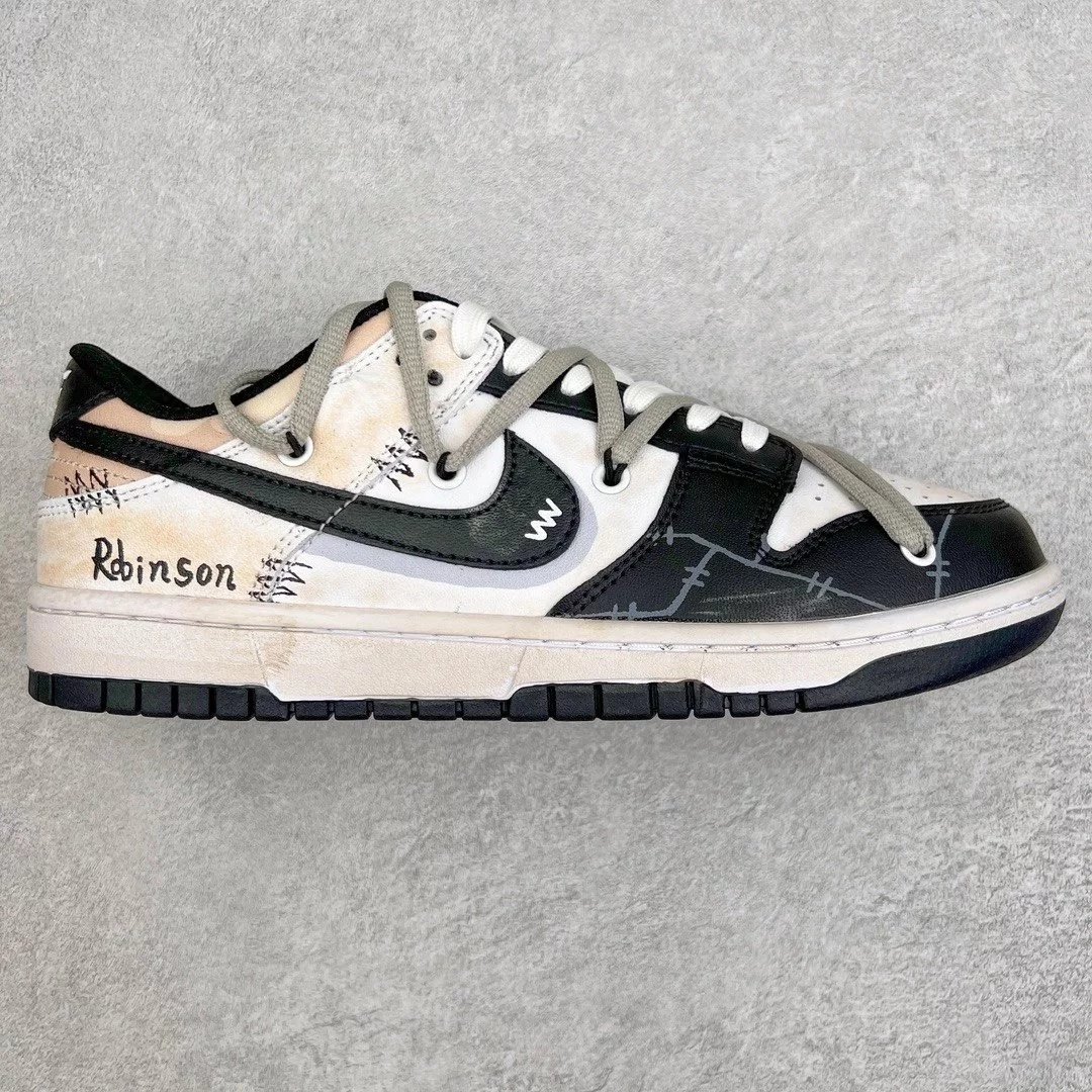 Nike Sneakers SB Dunk Low Deconstruction — black and white gray graffiti