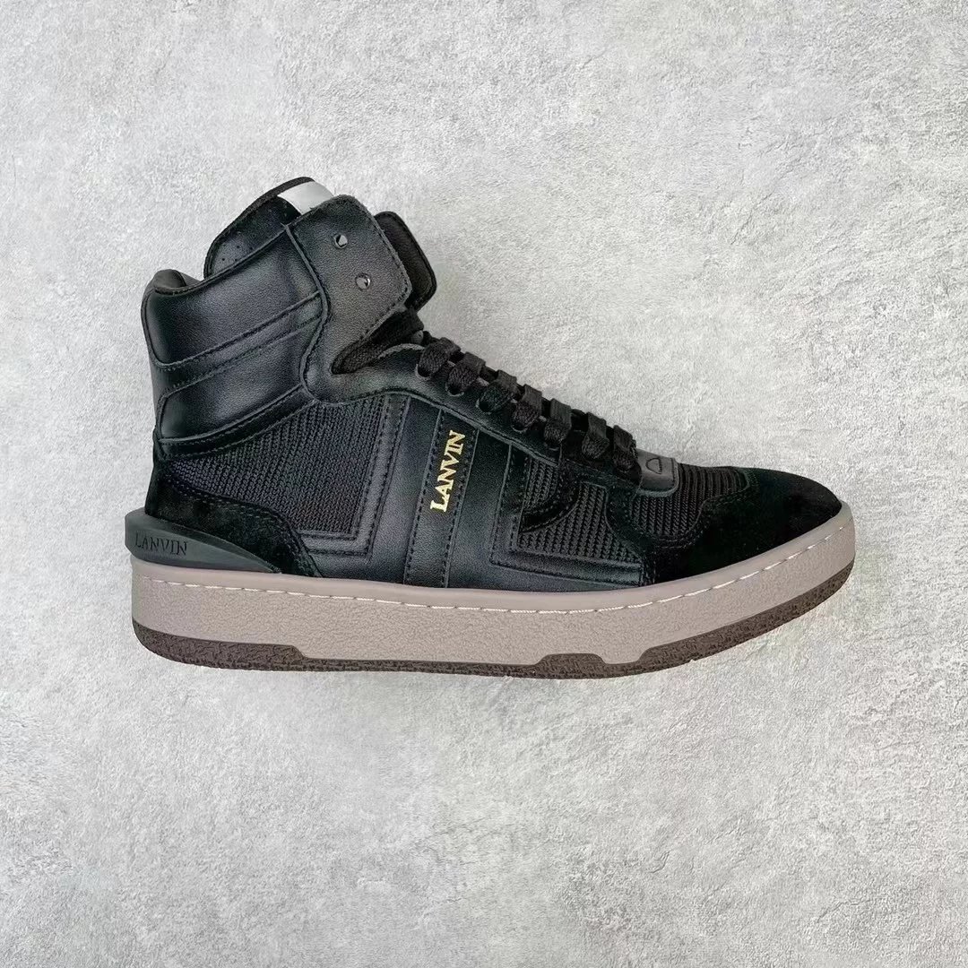 Lanvin Sneakers High-top lace-up with contrast side panels — Black high-top