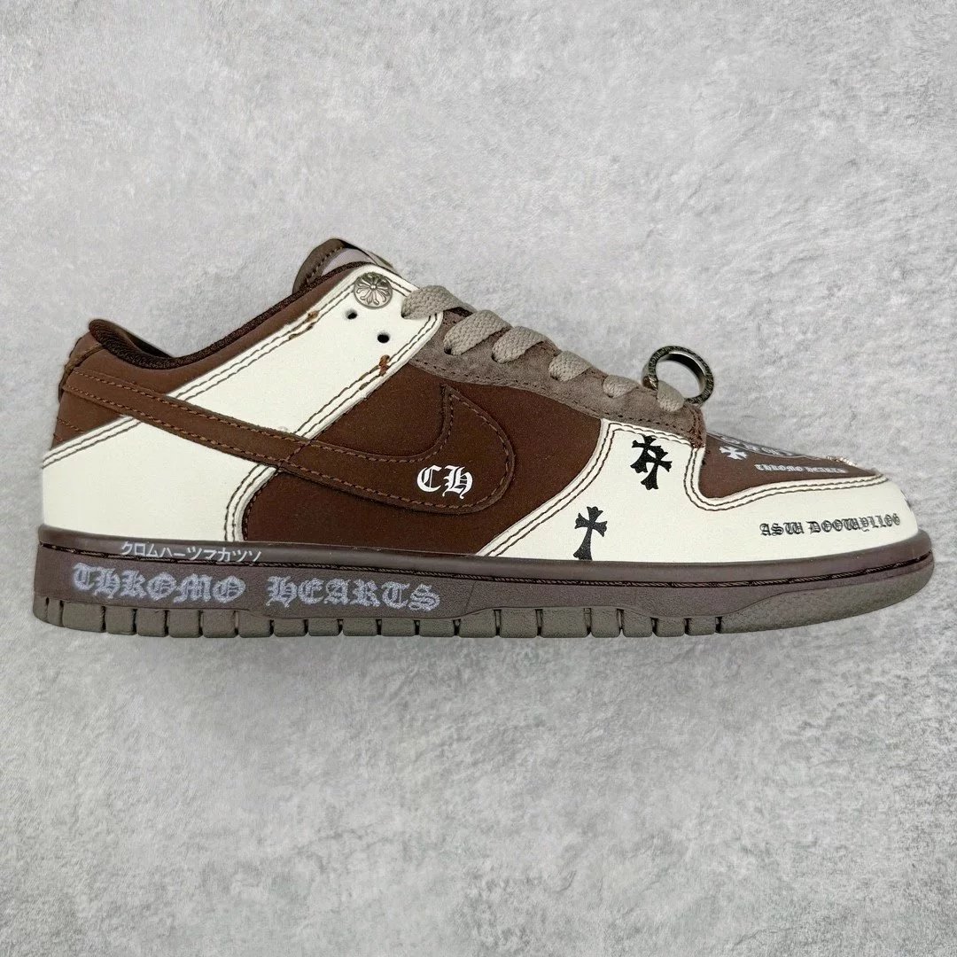 Nike Sneakers Dunk Low Custom Graphic — White-brown
