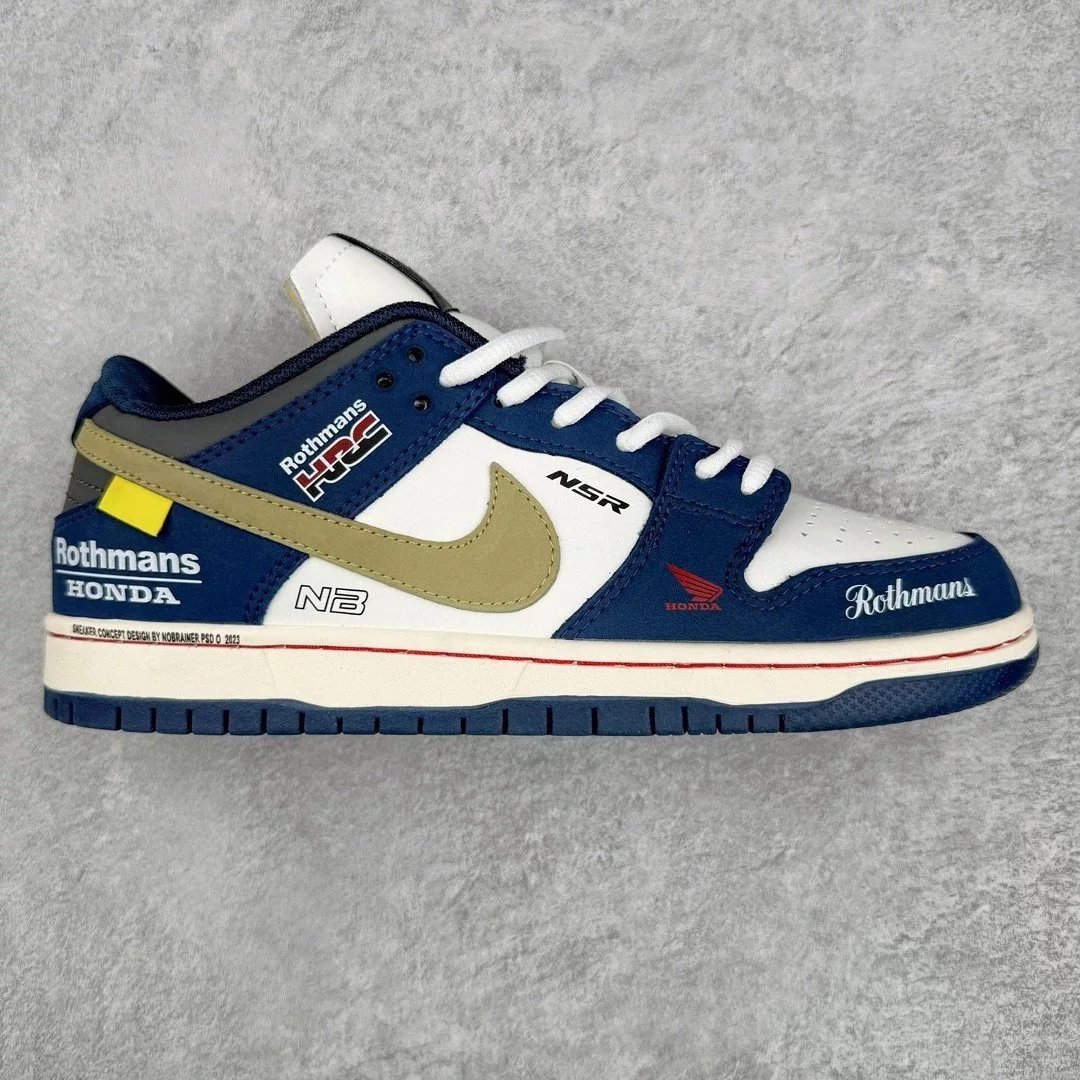 Nike Sneakers Dunk Low Custom Graphic — White, blue, and yellow