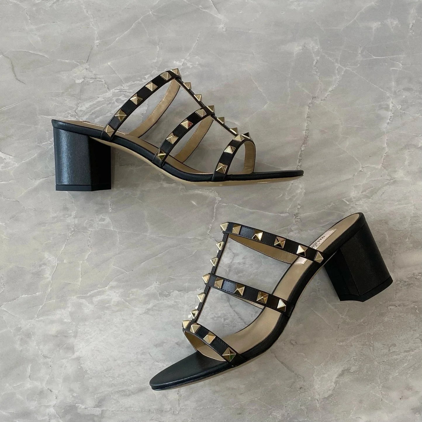 Valentino Garavani Casual Shoes Pointed-Toe Studded Ballet Flats — Black Sheepskin