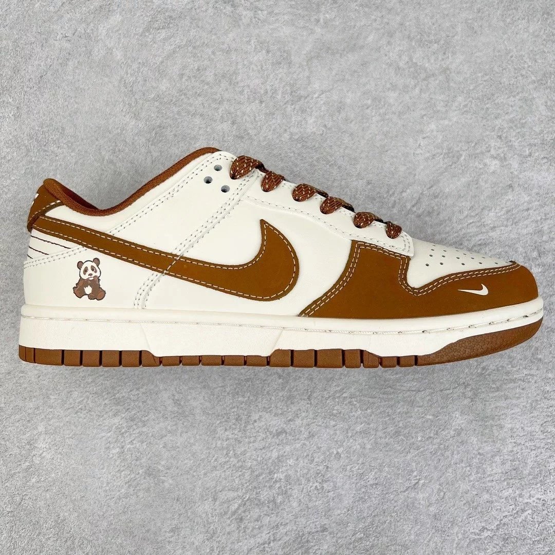 Nike Sneakers Dunk Low custom low-top — white brown panda