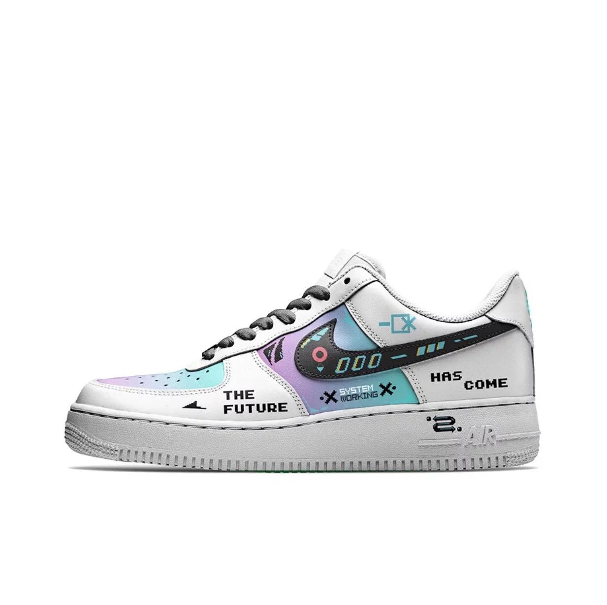 Nike Sneakers Air Force 1 low-top with graphic Swoosh designs — white purple blue