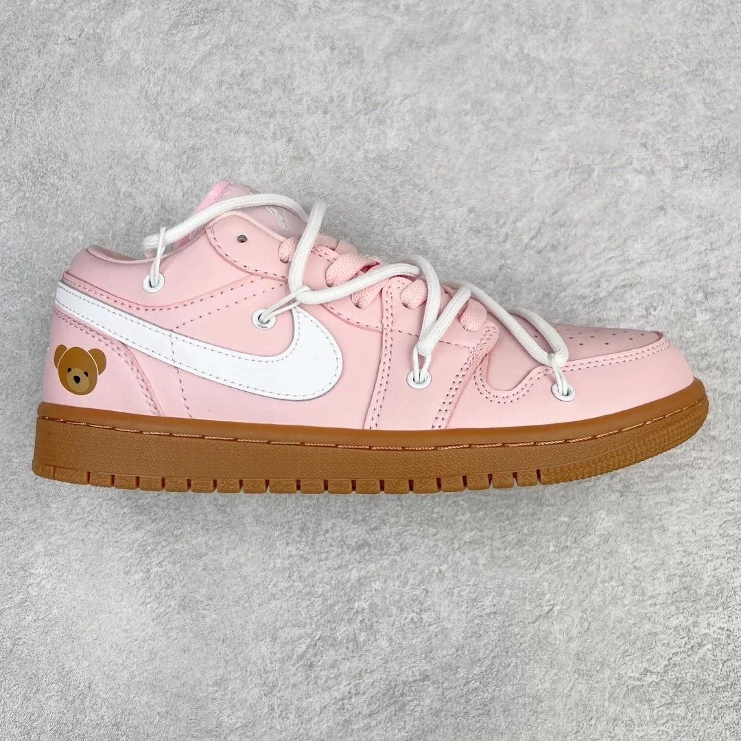 Nike Sneakers Air Jordan 1 Low Deconstruction Custom — Pink white strap
