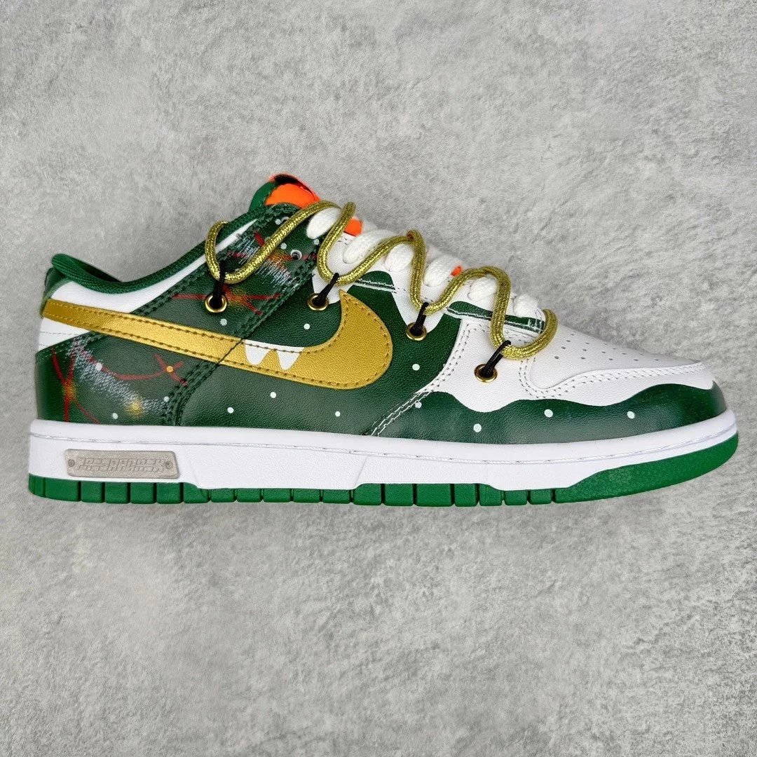 Nike Sneakers Dunk Low custom deconstructed — Christmas tree green yellow