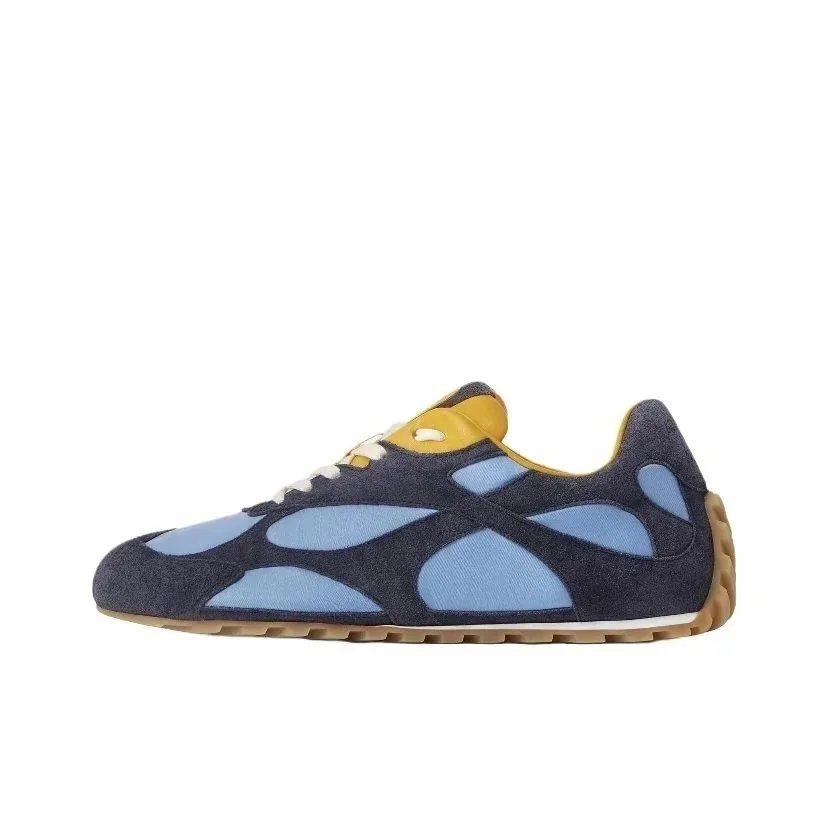 Bottega Veneta Sneakers Lace-up low-top with paneled uppers and gum lug soles — Bv De Xun Blue Yellow