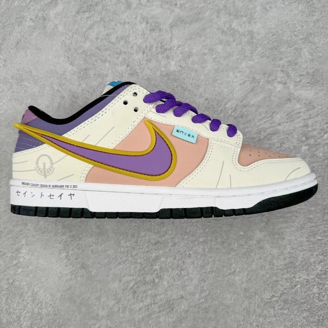 Nike Sneakers SB Dunk Low Saint Seiya-inspired graphic design — White-pink purple