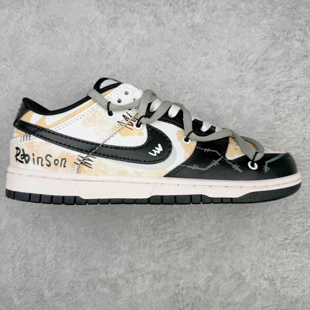 Nike Sneakers Dunk Low custom deconstructed — robinson rice white black brown