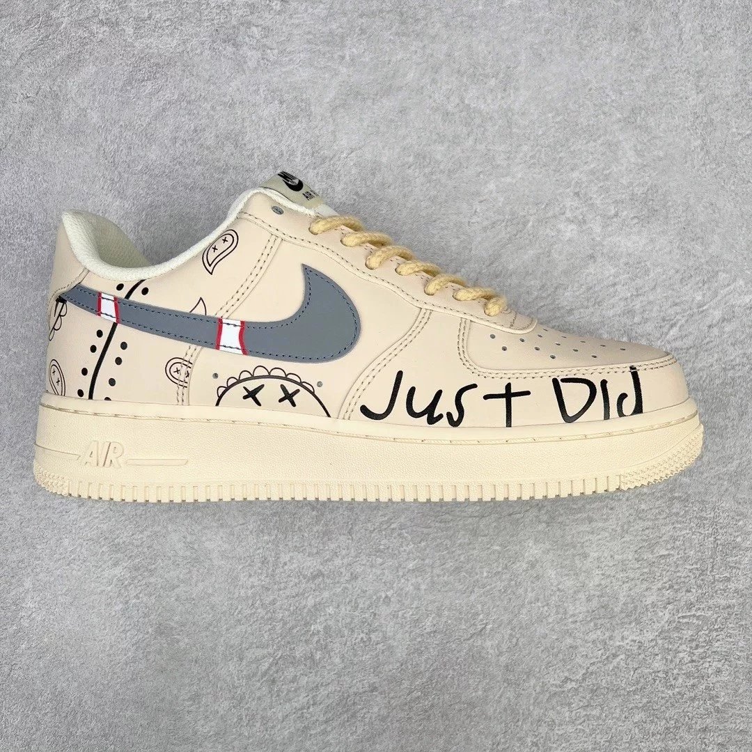 Nike Sneakers Air Force 1 Low Graphic — Beige Letter