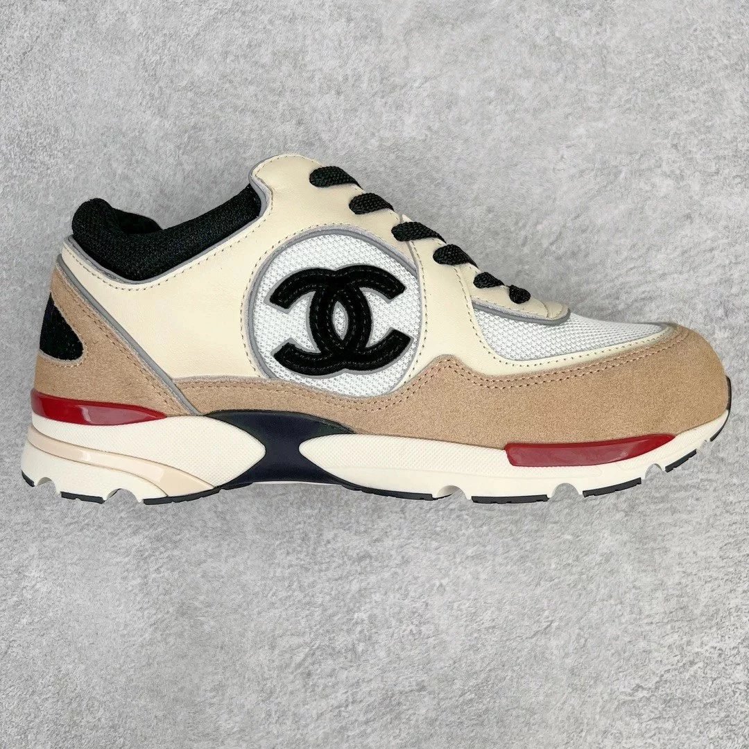 Chanel Sneakers Low-Top Knit Chunky with Interlocking CC Logo — Rice brown