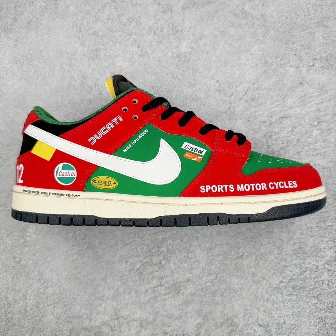 Nike Sneakers Dunk Low Custom Graphic — Red and green