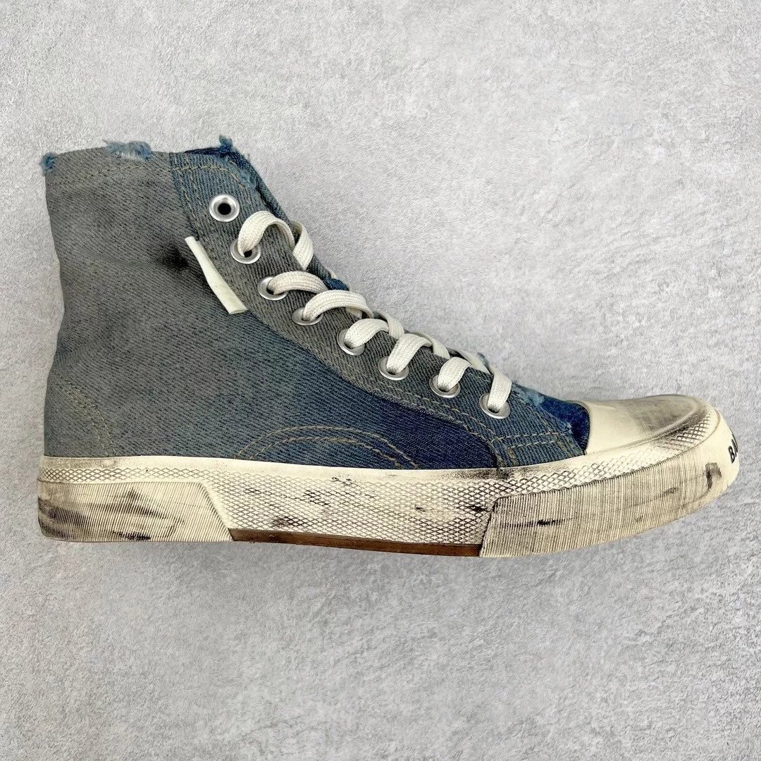 Unbranded Sneakers Distressed Denim Lace-Up — Cowboy High-top