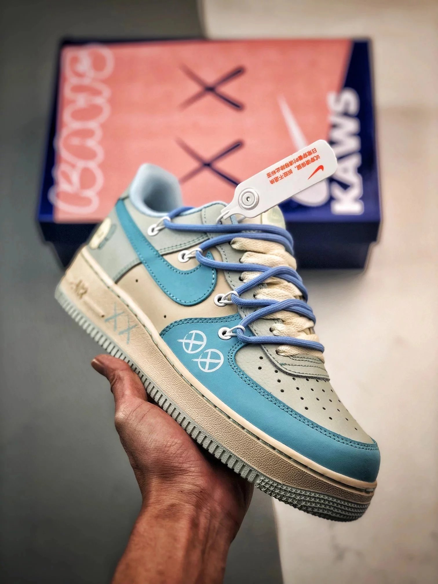 Nike Sneakers Air Force 1 Low — Light green and blue with straps