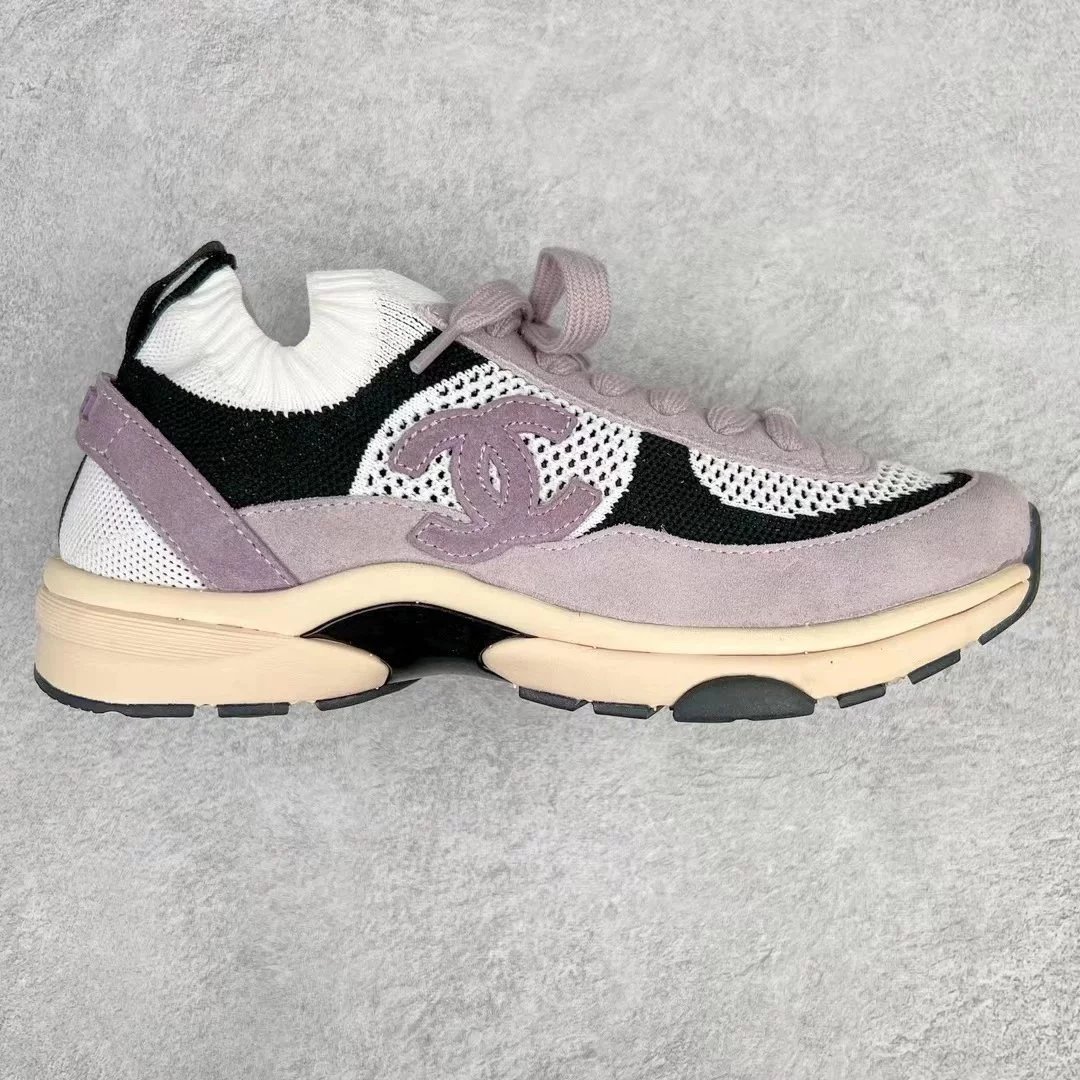 Chanel Sneakers Low-Top Knit Chunky with Interlocking CC Logo — purple