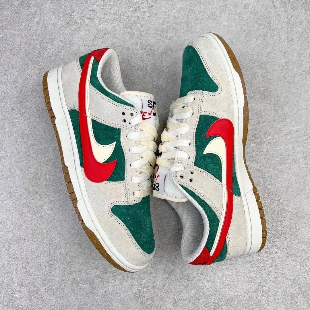 Nike Sneakers Dunk Low SE 85 Double Hook Deconstruction — Gray, green, red
