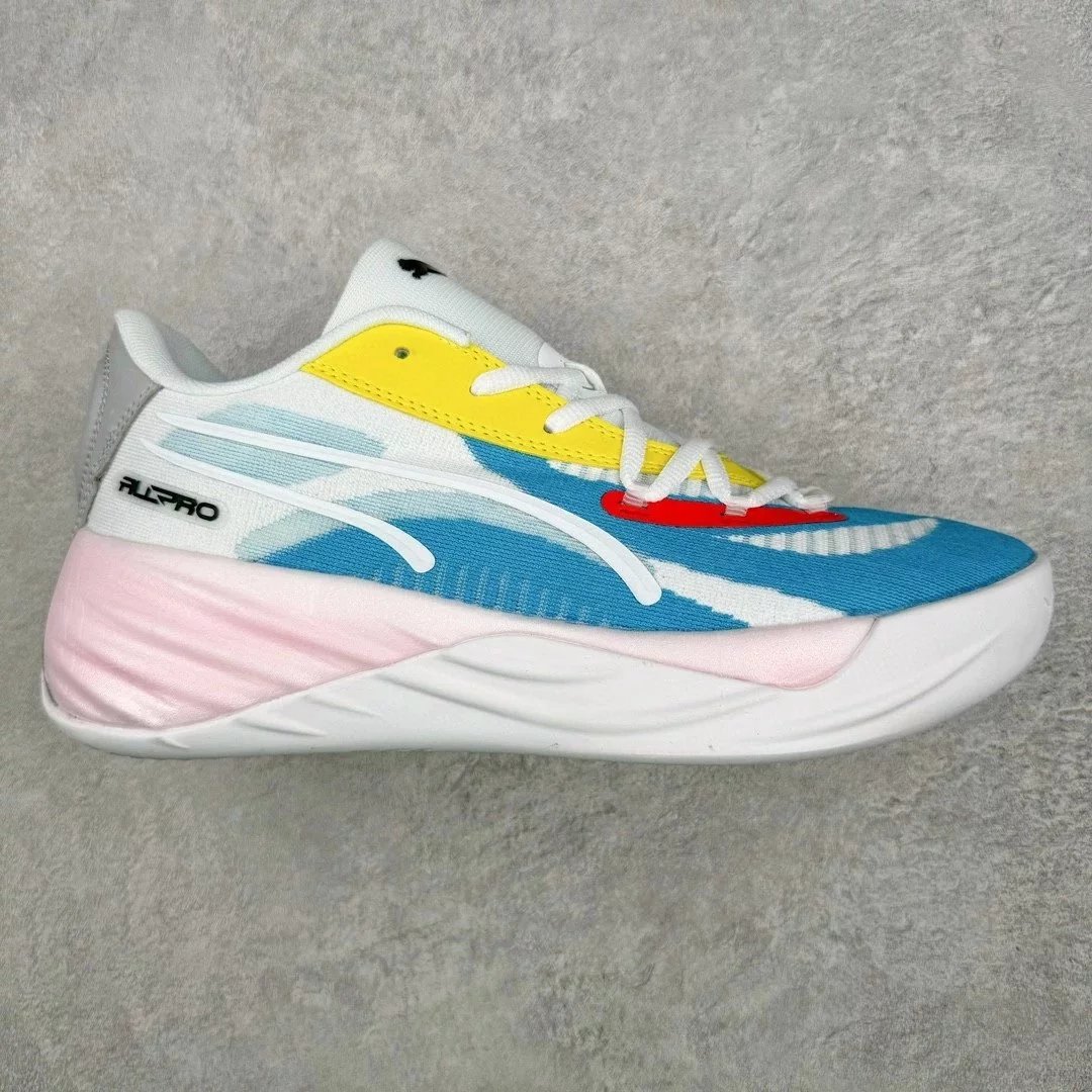 ALPRO Sneakers Low-Top Basketball — White, blue, and yellow
