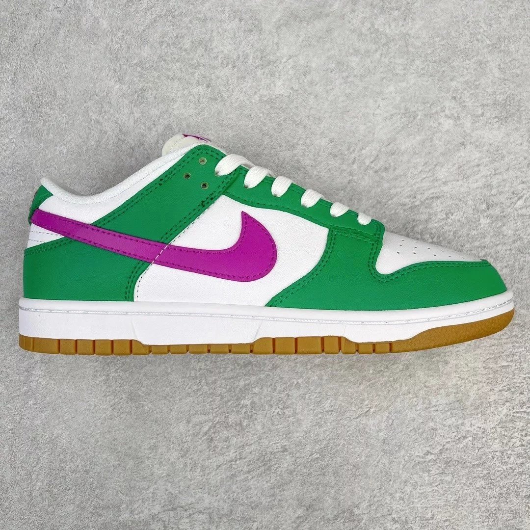 Nike Sneakers Dunk Low — White, green, and purple