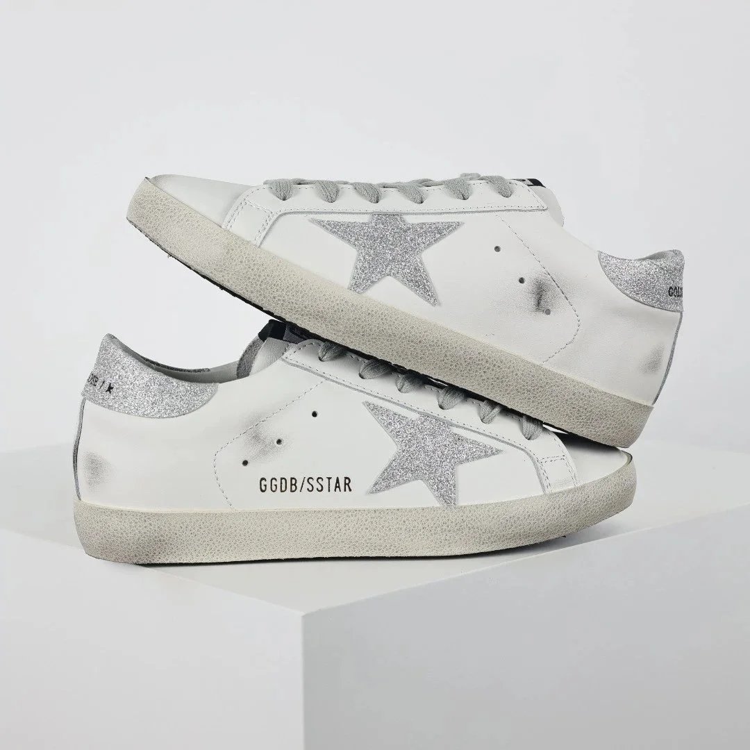 Golden Goose Sneakers Distressed star-appliqué low-top — White Flash Star Flash Tail
