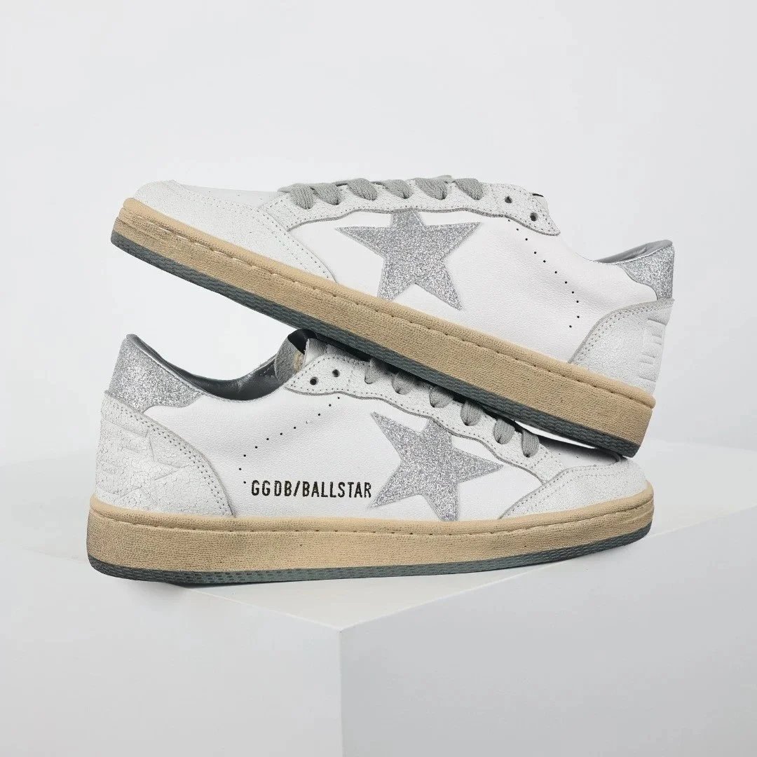 Golden Goose Sneakers Distressed star-appliqué low-top — Silver Diamond Star Silver Diamond Tail