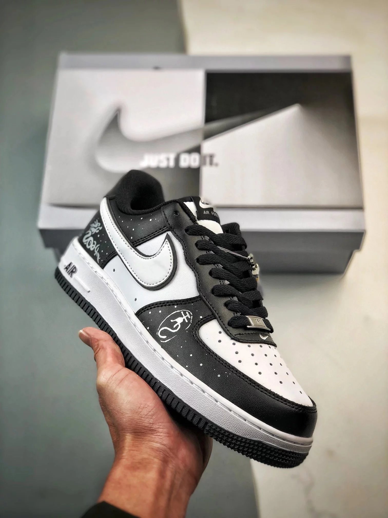 Nike Sneakers Air Force 1 Low — Year of the Dragon Black and White