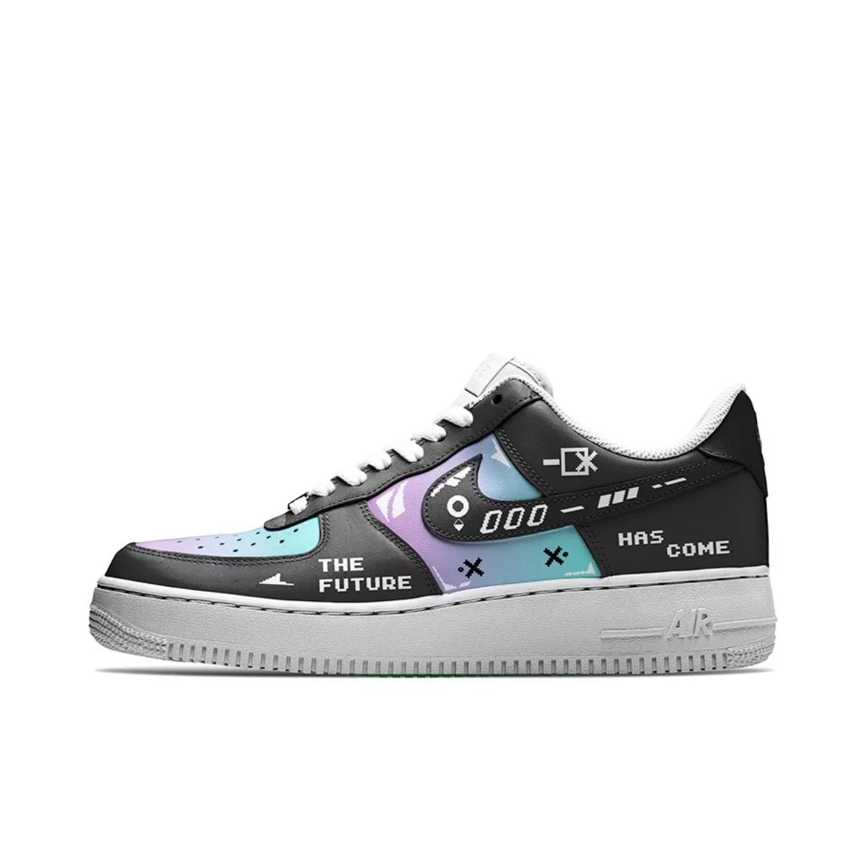 Nike Sneakers Air Force 1 low-top with graphic Swoosh designs — Black purple blue